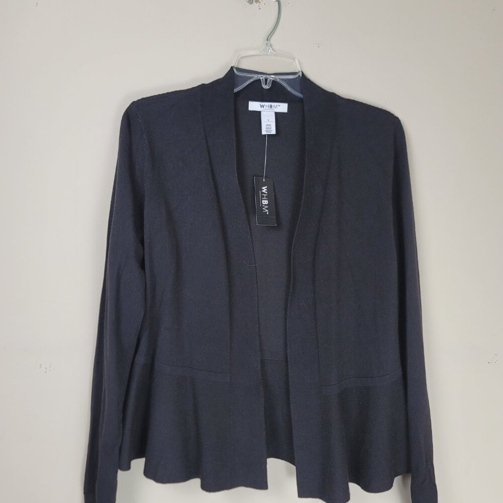 White House Black Market Black Open-Front Cardigan Sweater Sz Sm NWT - Picture 3 of 8